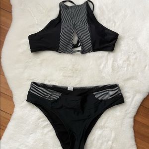 Black Halter Bikini Set